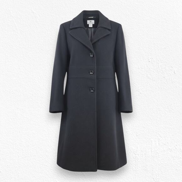 Worthington Black Wool Blend Button Front Winter Dress Coat Size Large NWT - Picture 1 of 11